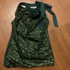 NWOT Jennifer Lopez sequin tank w tie at neck